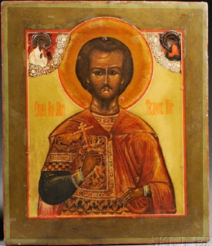 Великомученик Феодор Тирон. Святой Великомученик Федор Тирон. XIX в. Частное собрание