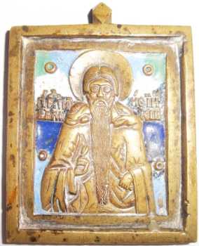 Преподобный Паисий Великий. Преподобный ПАИСИЙ Великий,58х49мм,латунь,личная иконка. Н-Новгород или Владимирская обл