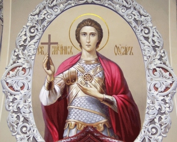 Мученик Уар Египетский. Современная настенная храмовая роспись малого придела Димитровской части храма Вознесения на Городке, г. Павловский Посад