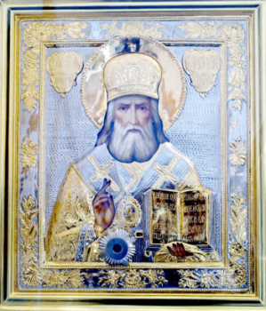 Святитель Иннокентий (Вениаминов), митрополит Московский. Икона святителя Иннокентия, митрополита Московского и Коломенского с частицей его мощей