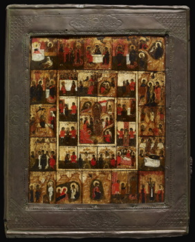 16 сцен из жития Христа и Богоматери + 12 сцен