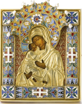 Икона Божией Матери «Владимирская» в серебряном окладе