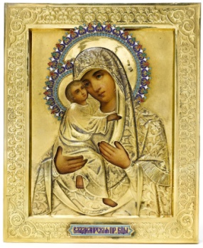 Икона Божией Матери «Владимирская» в серебряном окладе