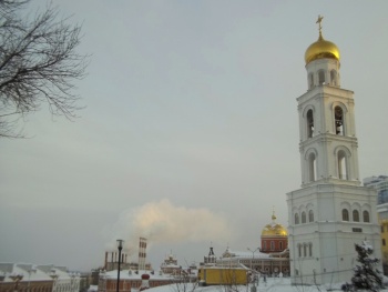 Зимний пейзаж Иверского Самарского монастыря