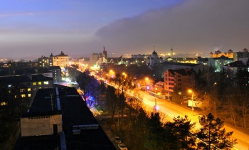 Ночной вид на Свято-Софийский собор в Тернополе