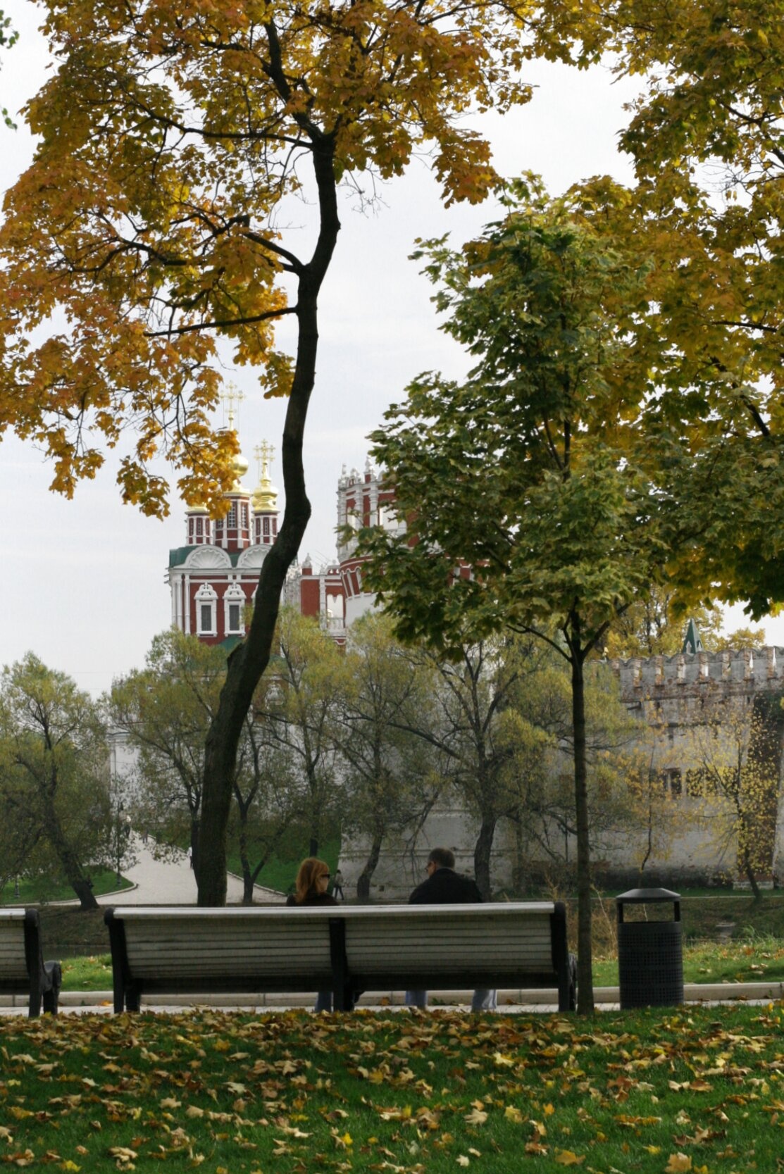 Осенний вид на Новодевичий монастырь в Москве