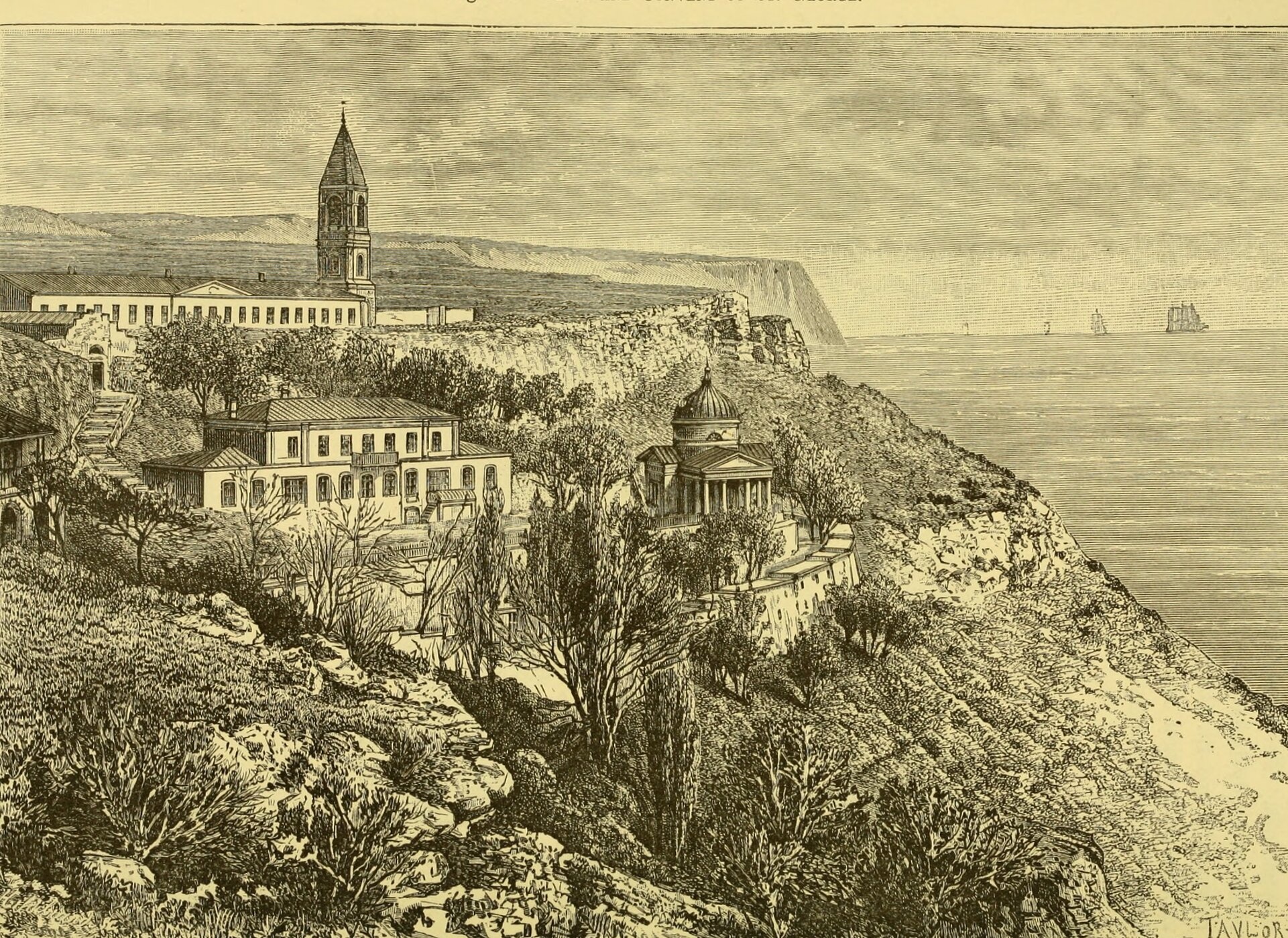 Свято-Георгиевский монастырь на мысе Фиолент: историческая гравюра