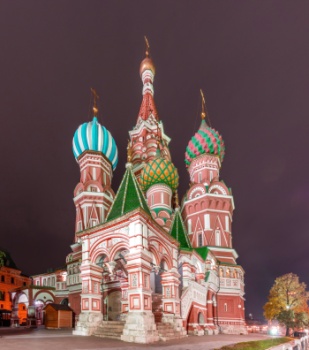 Храм Василия Блаженного: Ночной вид на Покровский собор