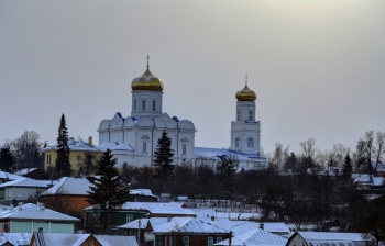 Храм Рождества Христова в Ельце в зимнем убранстве