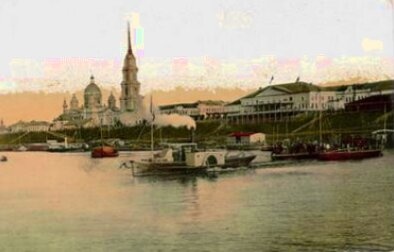 Спасо-Преображенский собор в Рыбинске на исторической фотографии