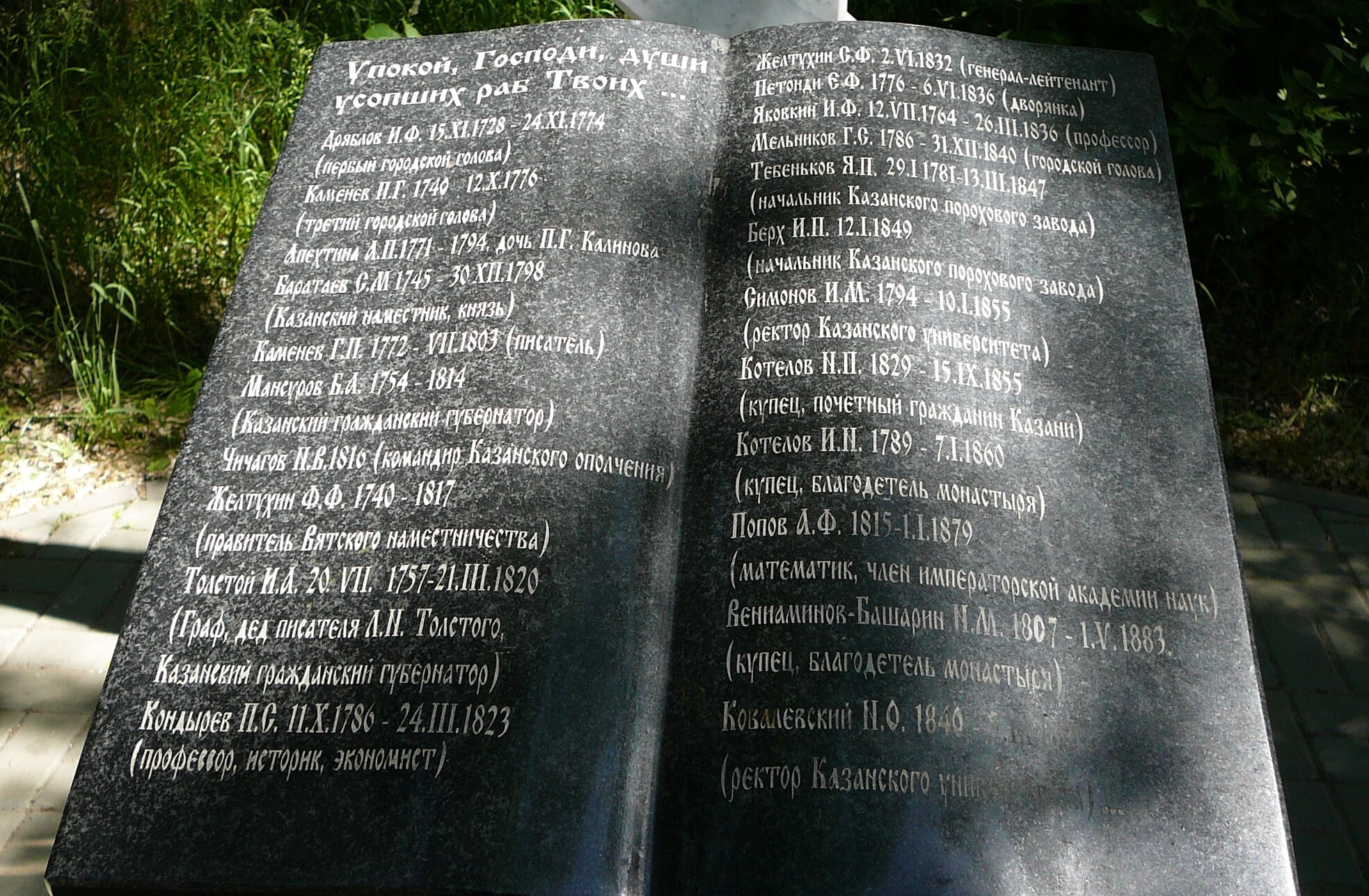 Мемориальная доска в Кизическом Введенском монастыре Казани