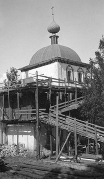 Благовещенская церковь в Семигорье на исторической фотографии 1914 года