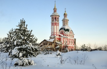Церковь Всемилостивого Спаса в селе Вяз зимой