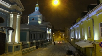 Церковь Троицы Живоначальной в Серебряниках - ночной зимний вид