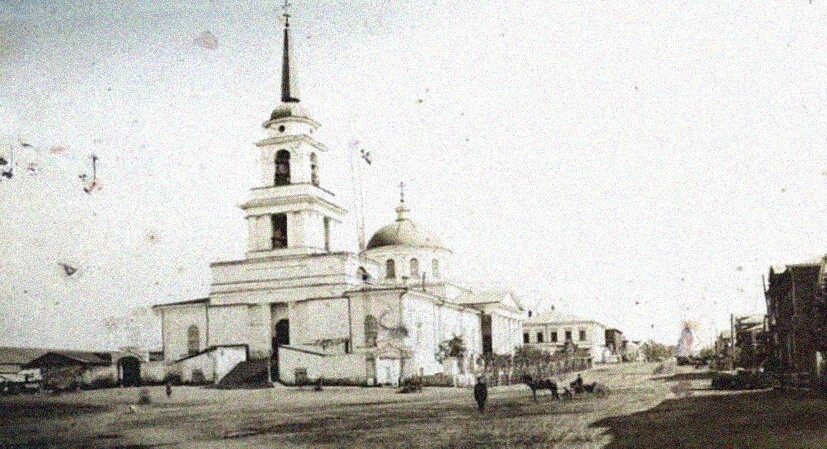 Благовещенский собор в Воткинске на исторической фотографии XIX века