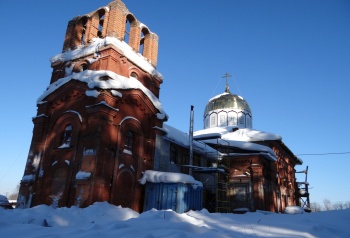 Церковь Александра Невского в городе Пудож зимой