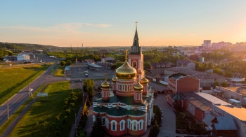 Знаменский собор в Барнауле — вид с воздуха