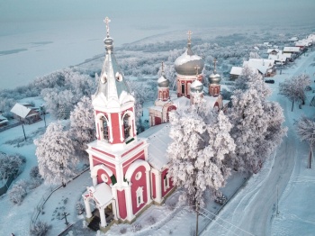 Храм Николая Чудотворца в селе Просек зимой