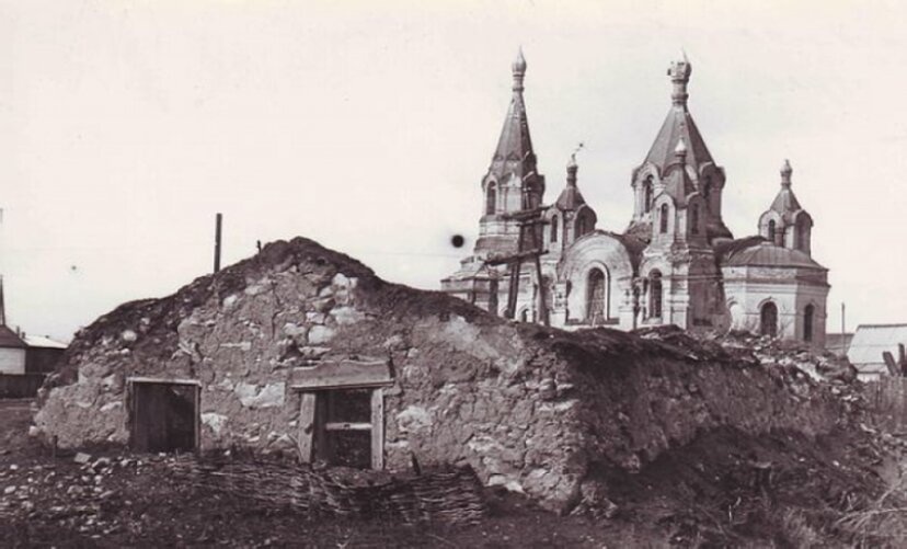 Николаевская церковь в станице Голубинской на исторической фотографии