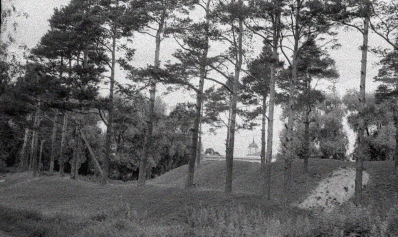 Церковь Преображения Господня в Порхове на фотографии 1956 года