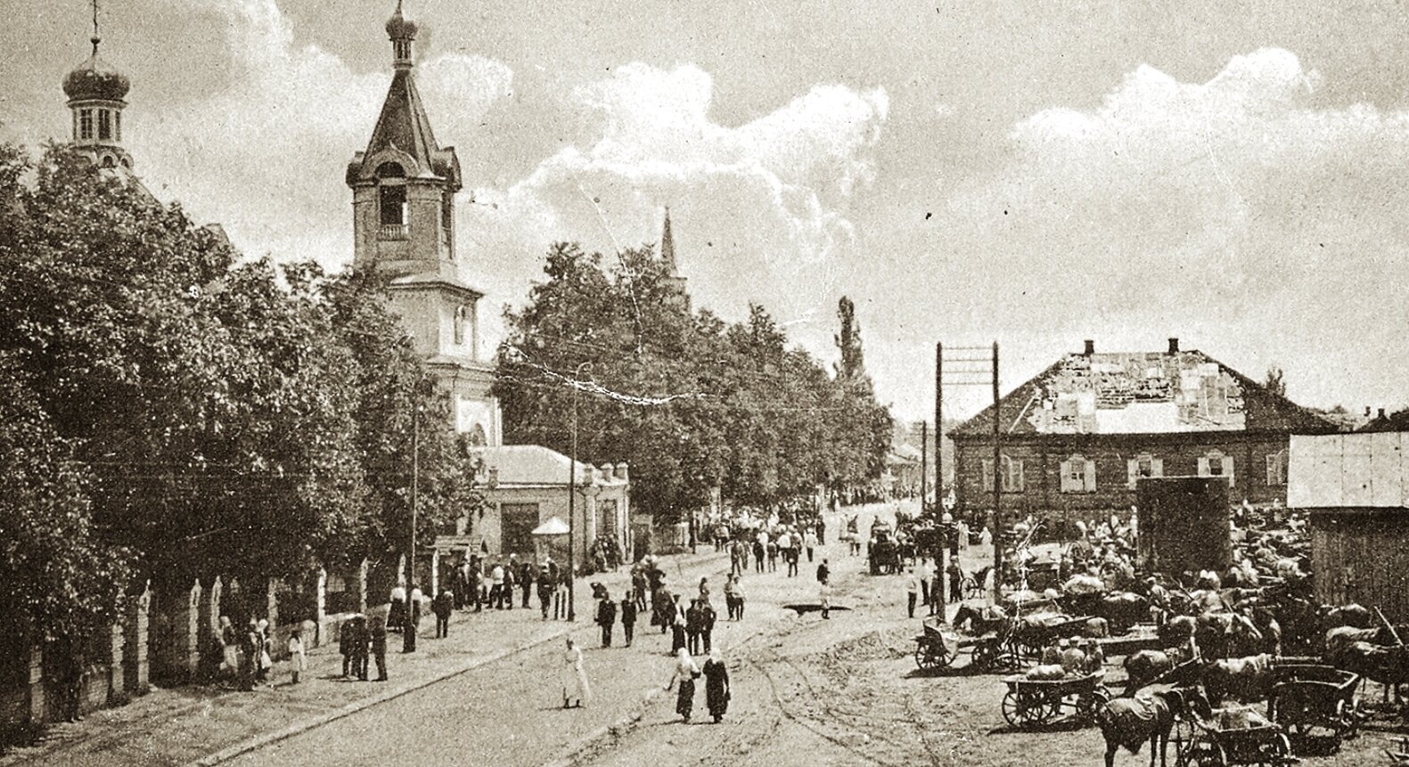 Свято-Успенский собор в Речице на исторической фотографии 1910 года
