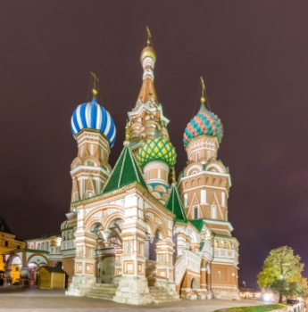 Храм Василия Блаженного (Покровский собор) в ночной подсветке