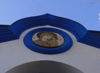 Фреска Богородицы с Младенцем в Успенском храме в Обухово