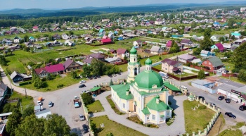 Храм Николая Чудотворца в селе Николо-Павловское с высоты птичьего полёта
