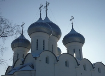 Софийский собор в Вологде: зимний вид куполов