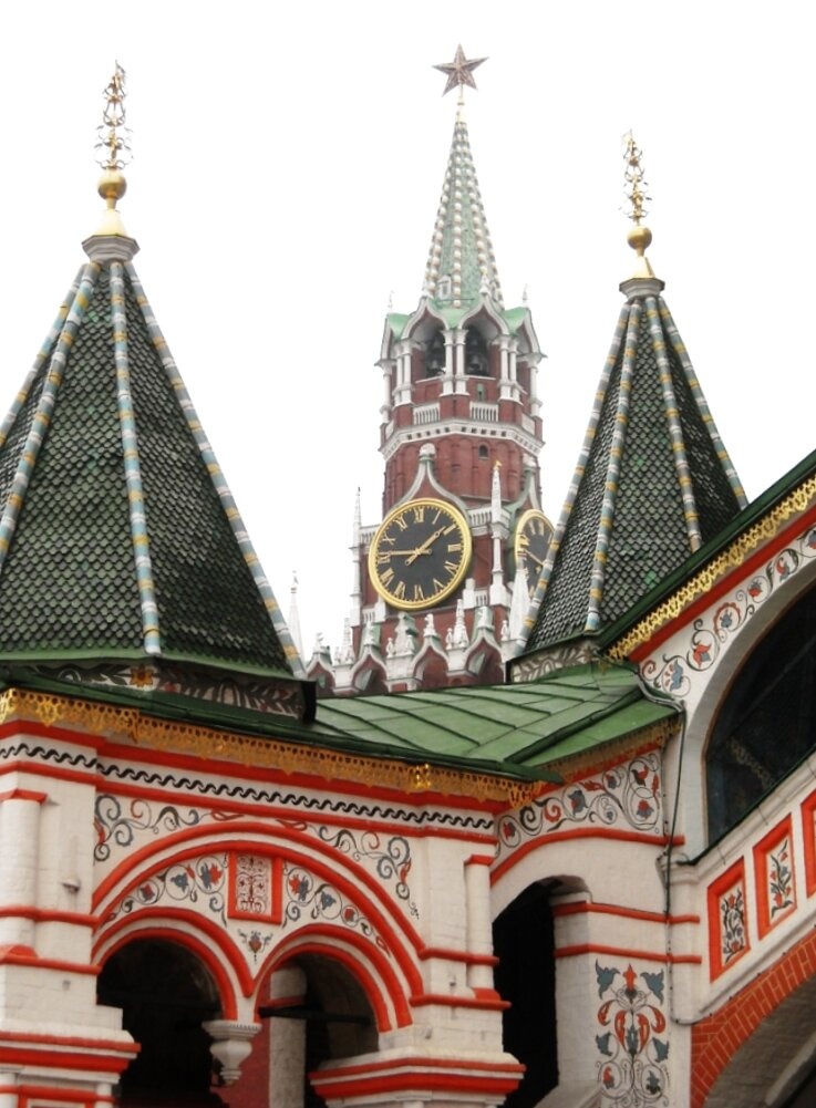 Храм Василия Блаженного и Спасская башня: архитектурная фотография