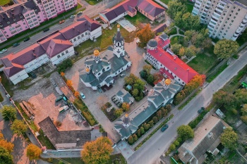 Вид с воздуха на Свято-Никольский монастырь в Гомеле