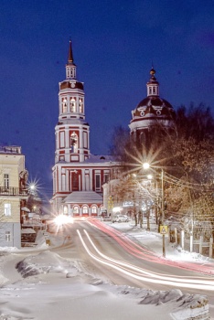 Спасский собор в Кирове: зимний вид на храм Спаса Нерукотворного