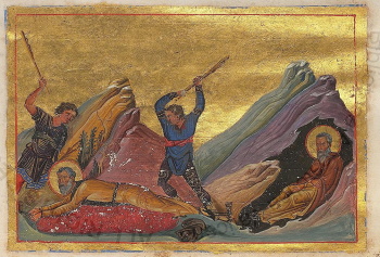 Икона преподобного Харитона Исповедника, игумена Палестинского (Минологий Василия II)