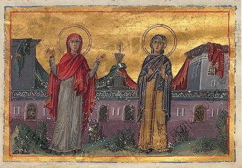 Святые Ксантиппа и Поликсения (Минологий Василия II)