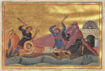 Святой мученик Домнин Солунский (миниатюра Минология Василия II)