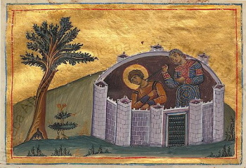 Святая мученица Агафоклея (миниатюра Минология Василия II)