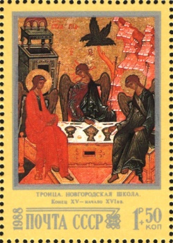 Икона Святой Троицы (Новгородская школа)