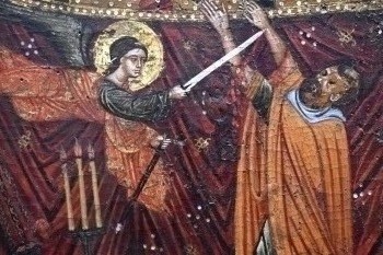 Икона Успения Пресвятой Богородицы (фрагмент с Архангелом Михаилом)