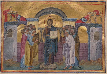Святой великомученик Пантелеимон. Миниатюра Минология Василия II