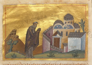 Святитель Антоний II Кавлея, Патриарх Константинопольский. Миниатюра из Минология Василия II