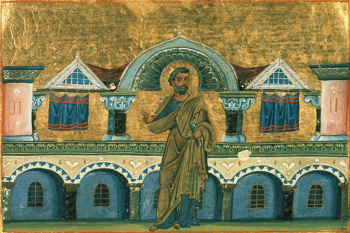 Святой Зотик Сиропитатель (миниатюра Минология Василия II)