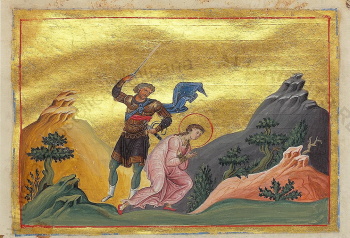 Святая великомученица Варвара (миниатюра Минология Василия II)
