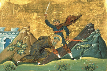 Мученик Полиевкт Мелитинский. Миниатюра Минология Василия II