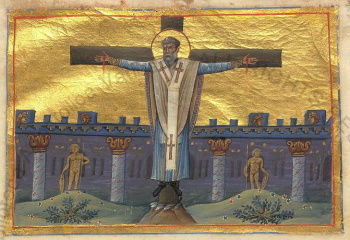 Миниатюра «Распятие Христово» из Минология Василия II