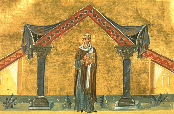 Икона святителя Агафона, папы Римского (Минологий Василия II)