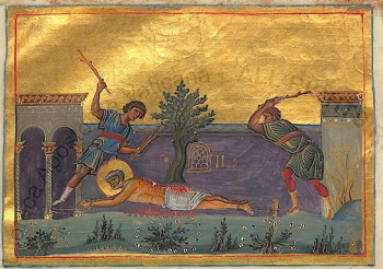 Святой мученик Папа Ликаонский (миниатюра Минология Василия II)