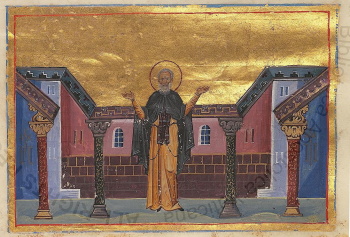 Преподобный Кириак Отшельник (Минология Василия II)