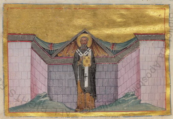 Святитель Филогоний, епископ Антиохийский. Миниатюра Минология Василия II
