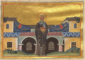 Икона святителя Иоанна Милостивого, патриарха Александрийского (Минологий Василия II)