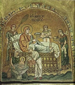 Рождество Пресвятой Богородицы (мозаика монастыря Дафни)